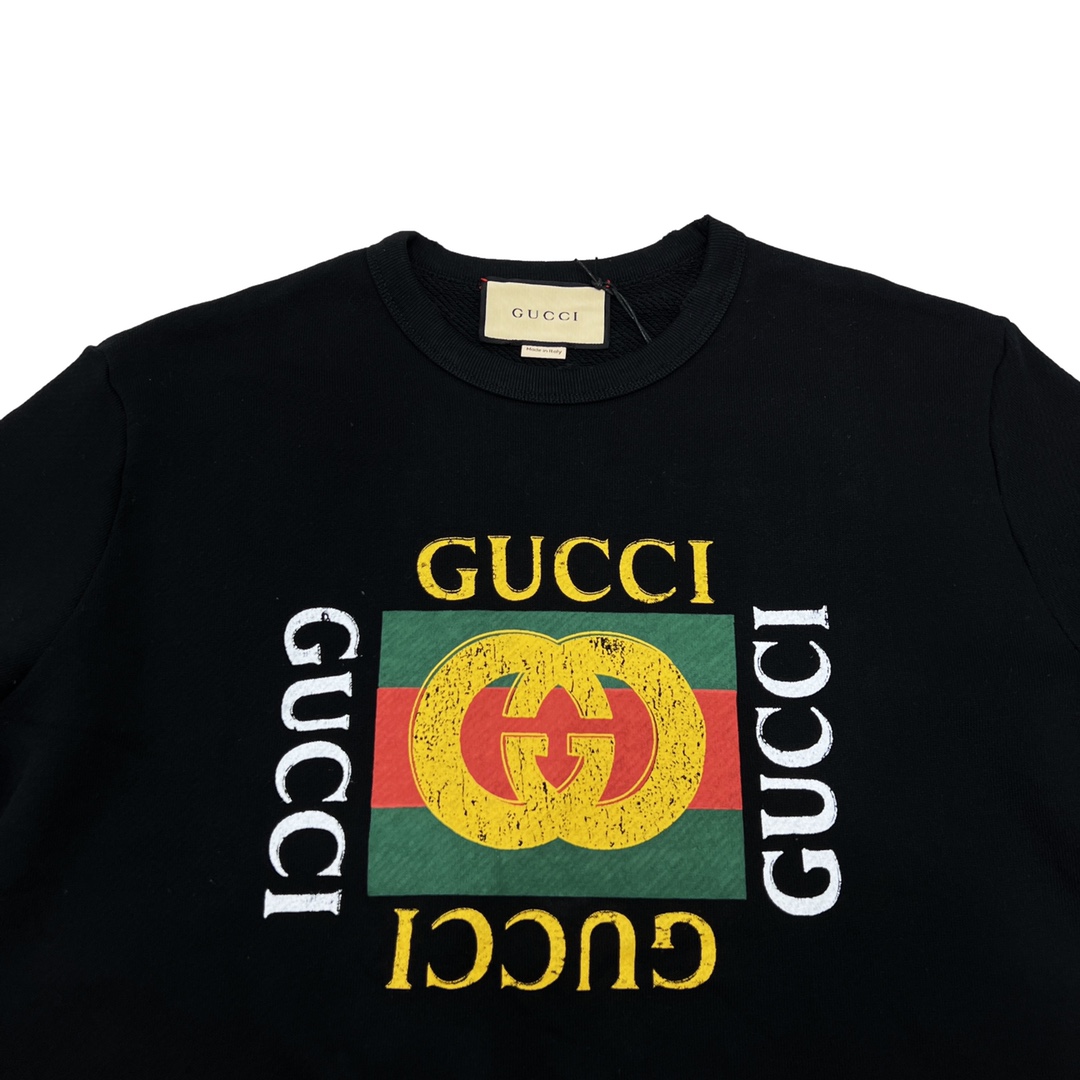 GUCCI/古驰 经典方块LOGO印花圆领卫衣