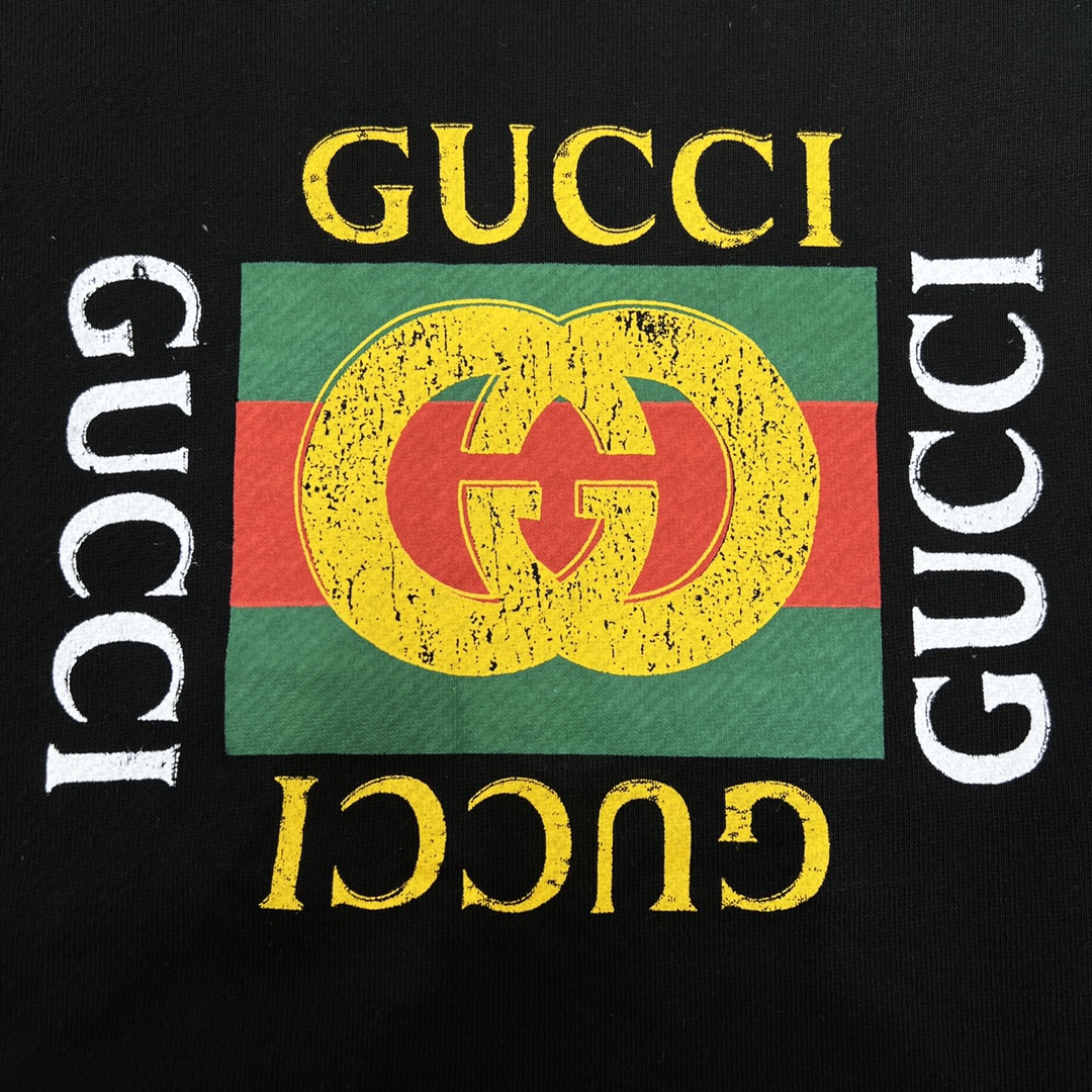 GUCCI/古驰 经典方块LOGO印花圆领卫衣