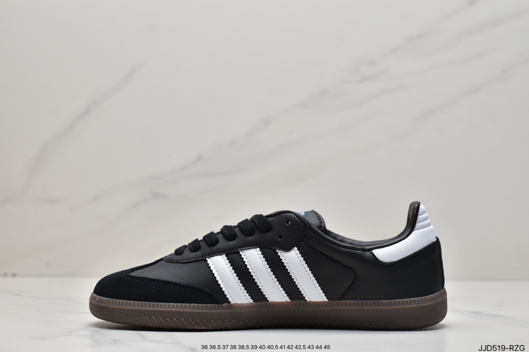 Adidas clover SAMBA OG men's and women's retro black and white sports casual shoes B75807