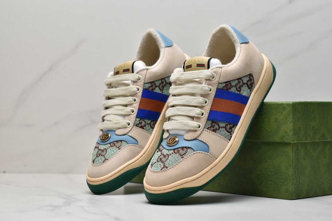 Pure original exclusive custom purchasing version #chip can sweep # Gucci Distressed Screener sneaker small dirty shoes