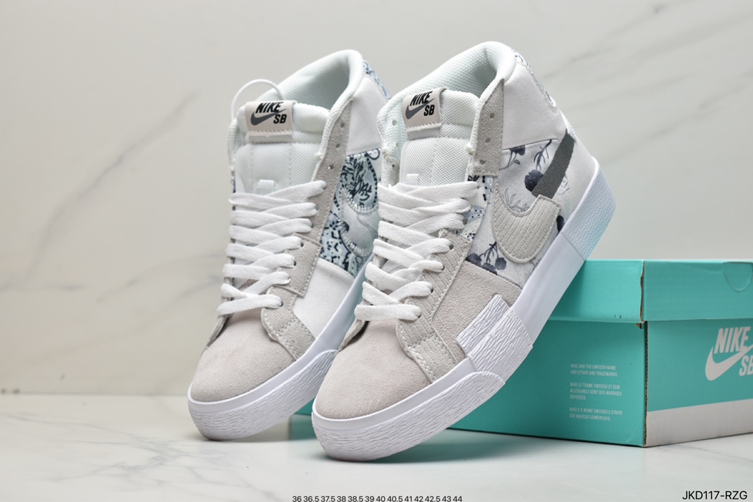 160 耐克NK SB Zoom Blazer Mid 浅米蓝腰果花经典百搭中帮开拓者休闲运动板鞋 DM0859-400