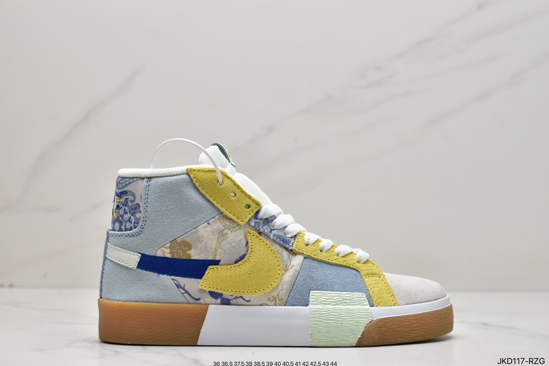 160 耐克NK SB Zoom Blazer Mid 浅米蓝腰果花经典百搭中帮开拓者休闲运动板鞋 DM0859-400