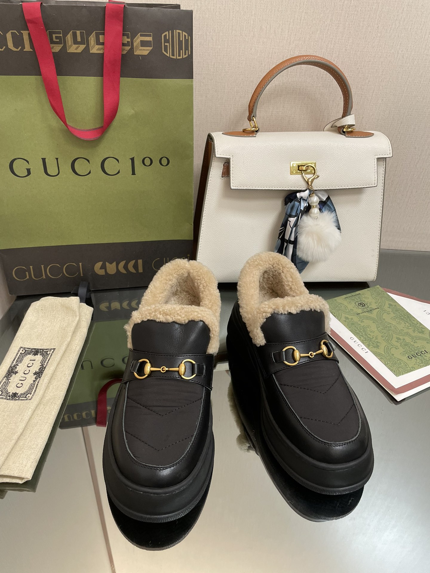 2024 AAA Replica Italia 1st Copy
 Gucci Stivali da Neve Oro Verde Giallo Ricamo Pelle di vitello bovina Gomma pecora Lana Collezione invernale