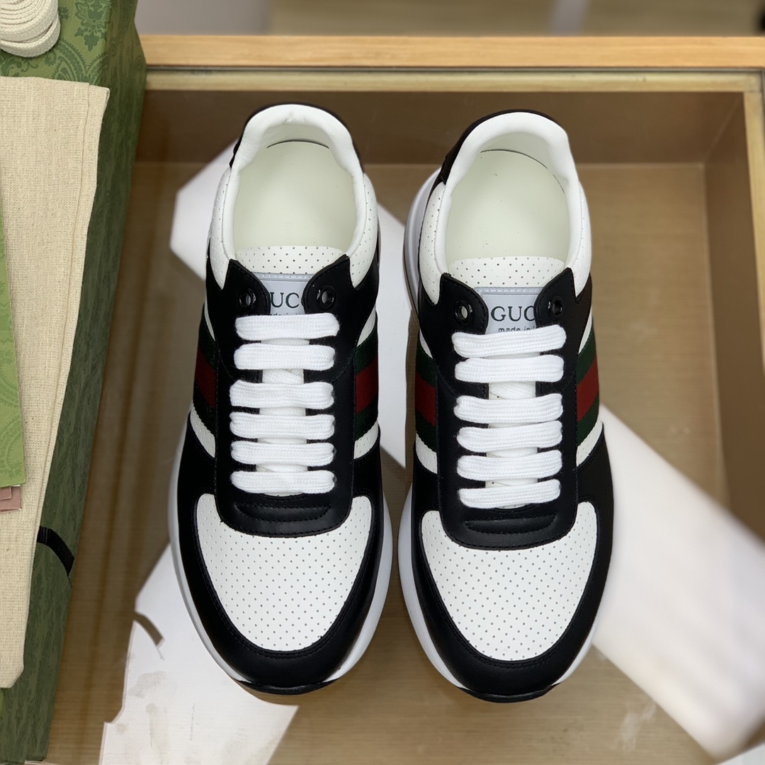 Gucci古驰   采用牛皮以红绿织带男士运动跑鞋