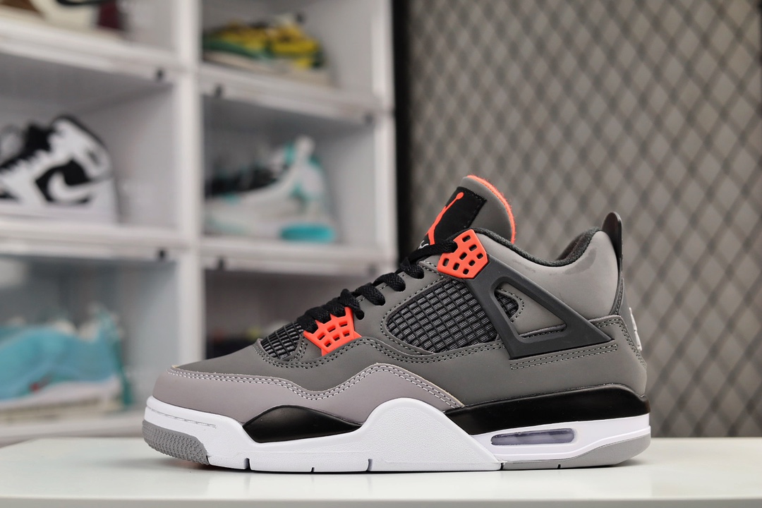 H0 乔4 Air Jordan 4 Retro “lnfrared” 红外线纯原最高工艺复刻 原装无色差修正原楦原纸板开发 全市场最纯正四代版型原底真实气垫 回弹反馈充足完美鞋楦打造