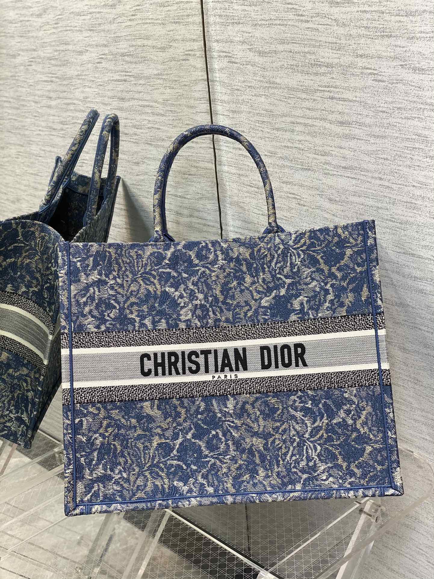DIOR Large Tote Garden Style Embroidered Handbag