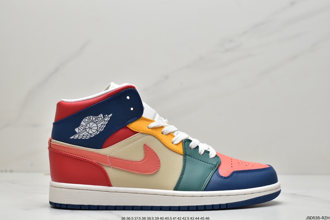 200 Air Jordan 1 Mid ”Multi-Color” 多色拼接这款中帮DN3738-400