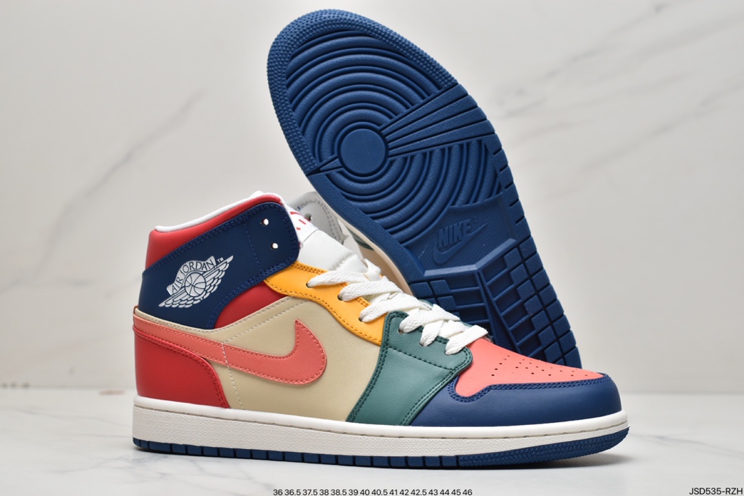 200 Air Jordan 1 Mid ”Multi-Color” 多色拼接这款中帮DN3738-400