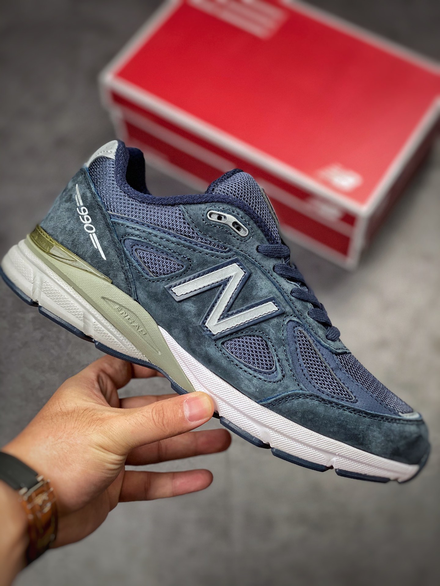 New Balance 990 V4 navy blue American official retro casual sports jogging shoes M990NV4