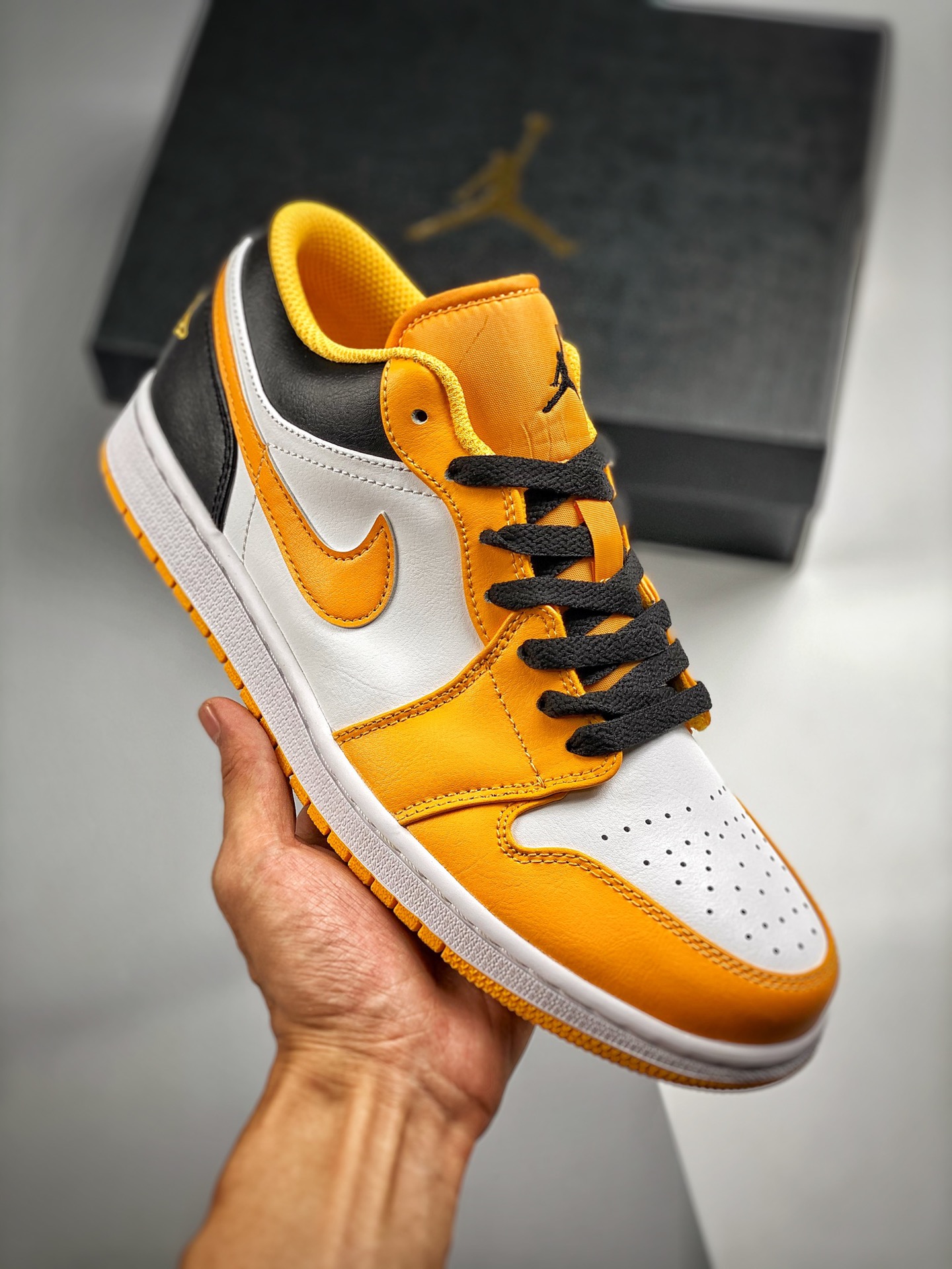 Núcleo 4 versión de verificación Air Jordan 1 Low negro blanco amarillo, taxi, único en el mercado con piel de primera …