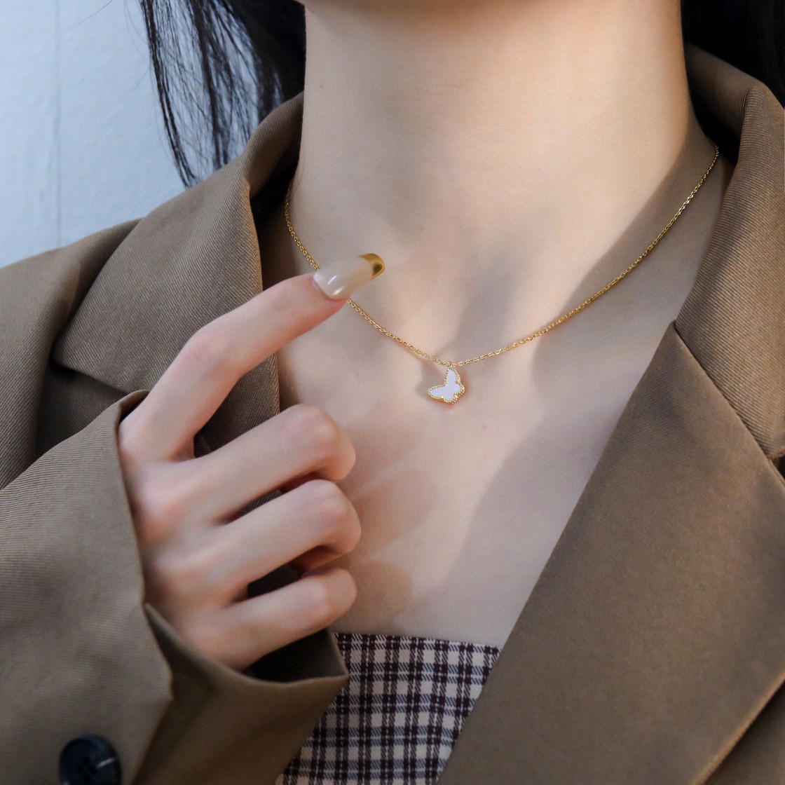 Van Cleef & Arpels vca白贝蝴蝶项链 统一升级链条