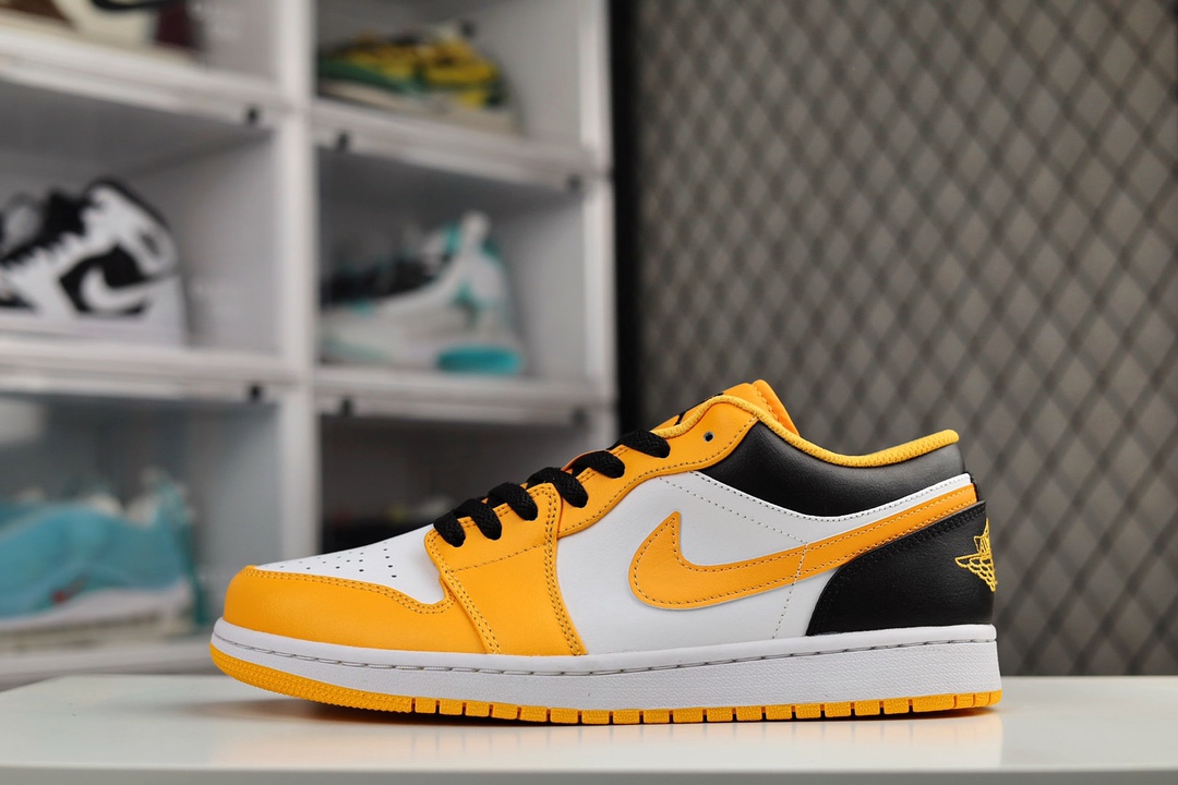 H0 纯原过验版 Air Jordan AJ1 Low 低帮 黑白黄出租车 原厂内置气垫魔块 A模大底 头层小牛皮 鞋舌AJ原厂专用牛津布+AJ专用反口珍珠布+原厂无杂质高弹内里海棉+特殊封边弹力鞋带