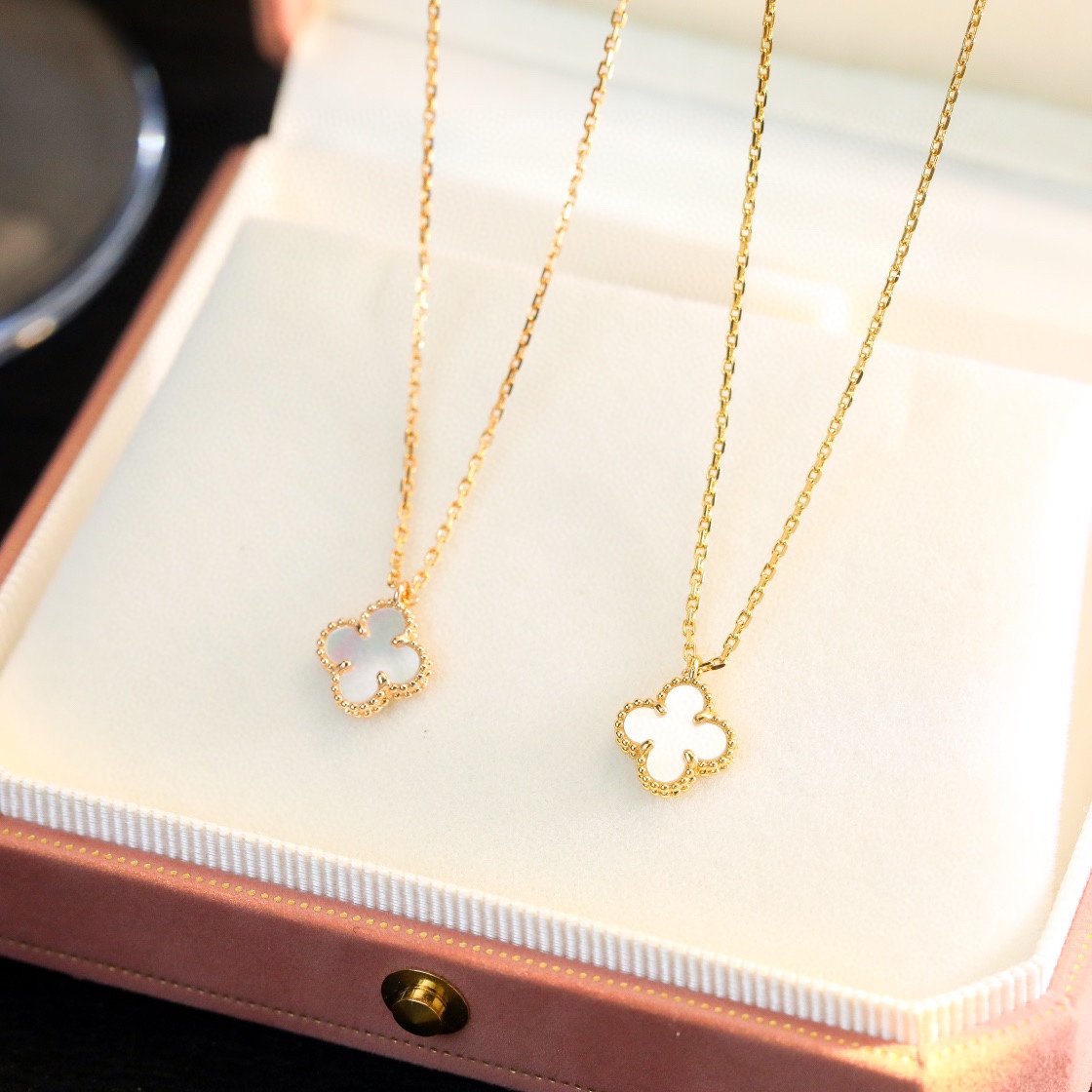 Van Cleef & Arpels vca mini四叶草白贝母项链 统一升级链条