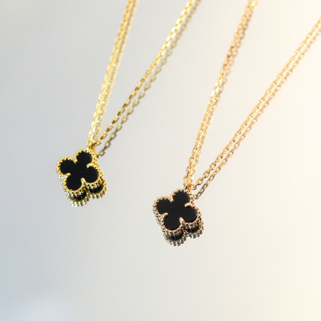 Van Cleef & Arpels vca mini四叶草黑玛瑙项链 统一升级链条