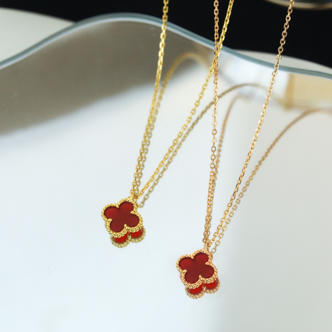 Van Cleef & Arpels vca mini四叶草红玉髓项链 统一升级链条