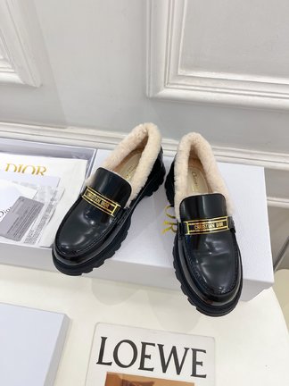 Dior Shoes Loafers TPU Wool Fall/Winter Collection Vintage