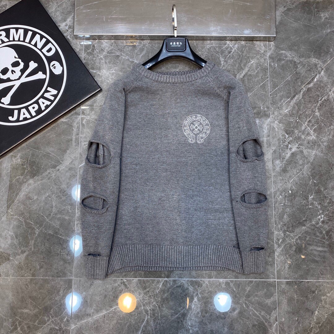 Chrome Hearts Clothing Sweatshirts Black Grey Embroidery Unisex Knitting Wool Fall/Winter Collection Fashion