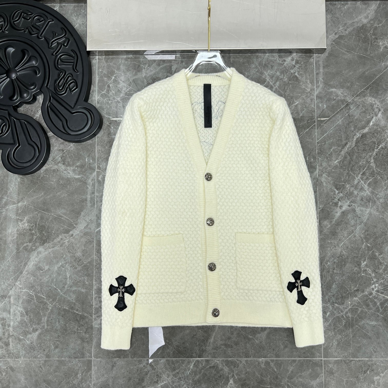 Chrome Hearts Clothing Cardigans Sweatshirts Exclusive Cheap
 Black Grey White Embroidery Knitting Sheepskin Wool Fall/Winter Collection