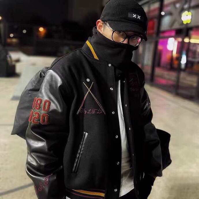 斯图西Stussy x CDG 联名 限定款黑8植绒棒球服