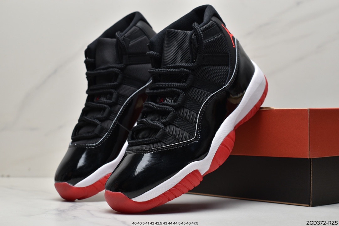 Nike Air Jordan 11 High ”Bred” AJ11 generation Michael High top sports culture basketball shoes 378037-061