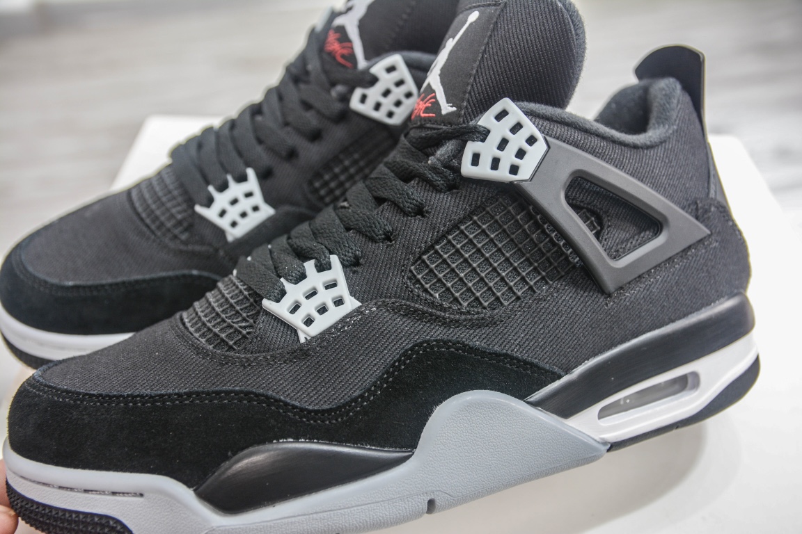 280 女鞋出货 PB纯原外贸特供版 Air Jordan 4 Retro "Black Canvas" 黑色帆布 DH7138-006