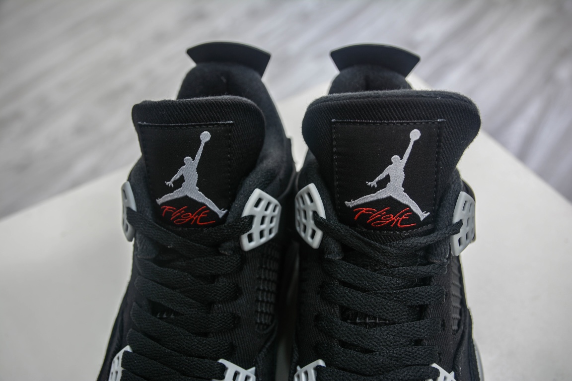 280 女鞋出货 PB纯原外贸特供版 Air Jordan 4 Retro "Black Canvas" 黑色帆布 DH7138-006