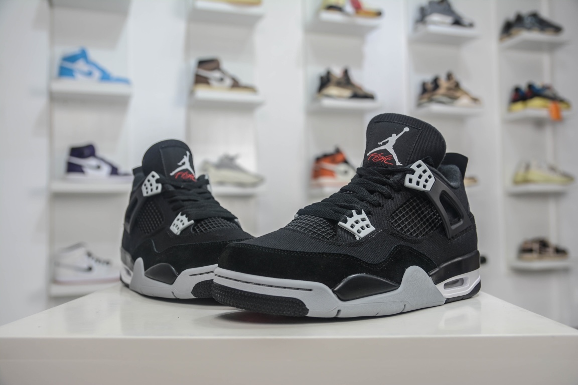 280 女鞋出货 PB纯原外贸特供版 Air Jordan 4 Retro "Black Canvas" 黑色帆布 DH7138-006