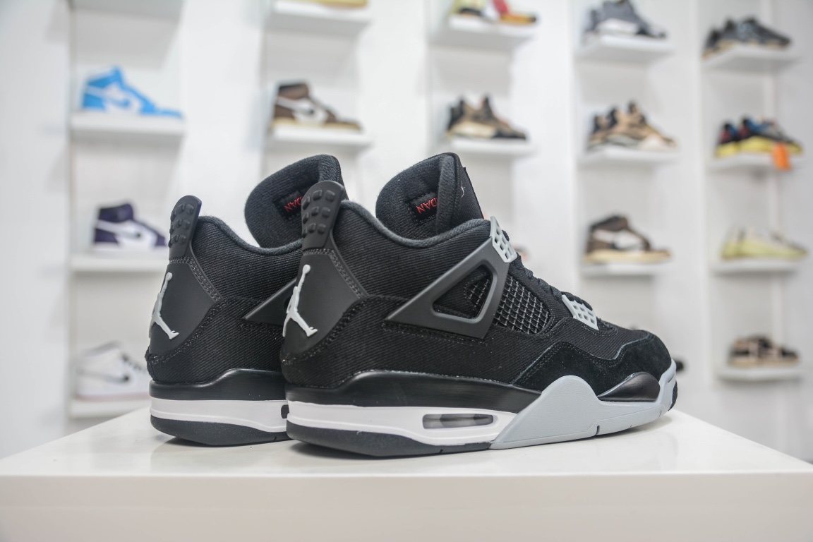 280 女鞋出货 PB纯原外贸特供版 Air Jordan 4 Retro "Black Canvas" 黑色帆布 DH7138-006