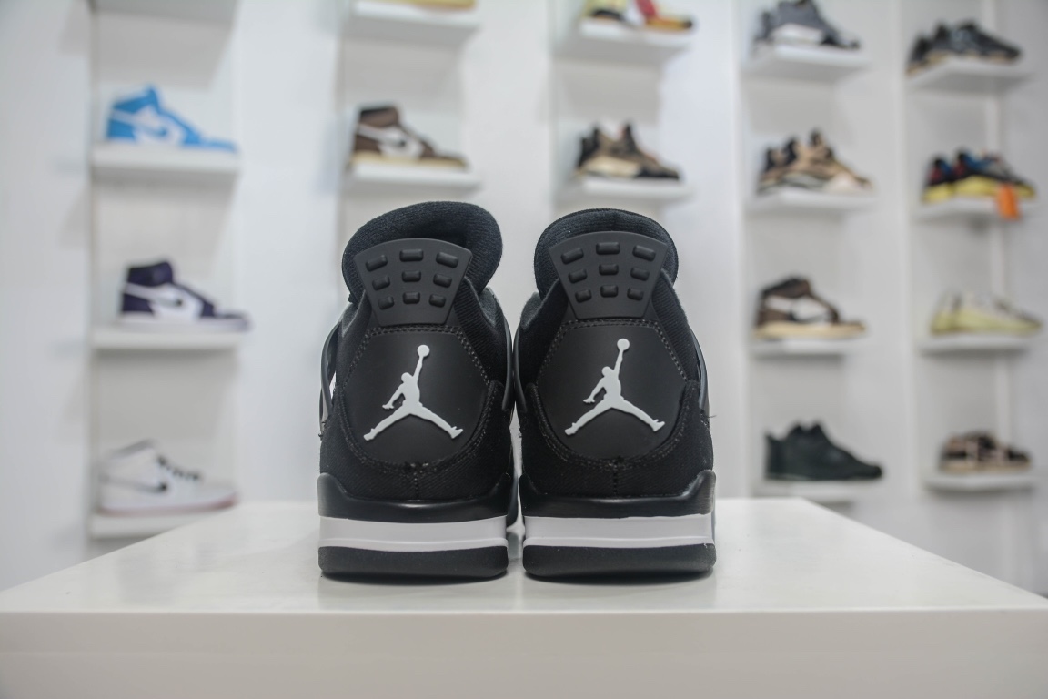 280 女鞋出货 PB纯原外贸特供版 Air Jordan 4 Retro "Black Canvas" 黑色帆布 DH7138-006