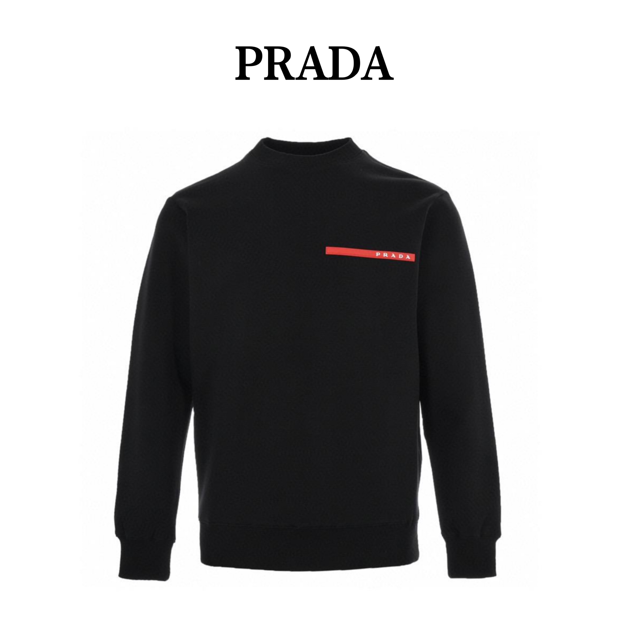 Prada 普拉达 22Fw 经典红色饰条圆领卫衣