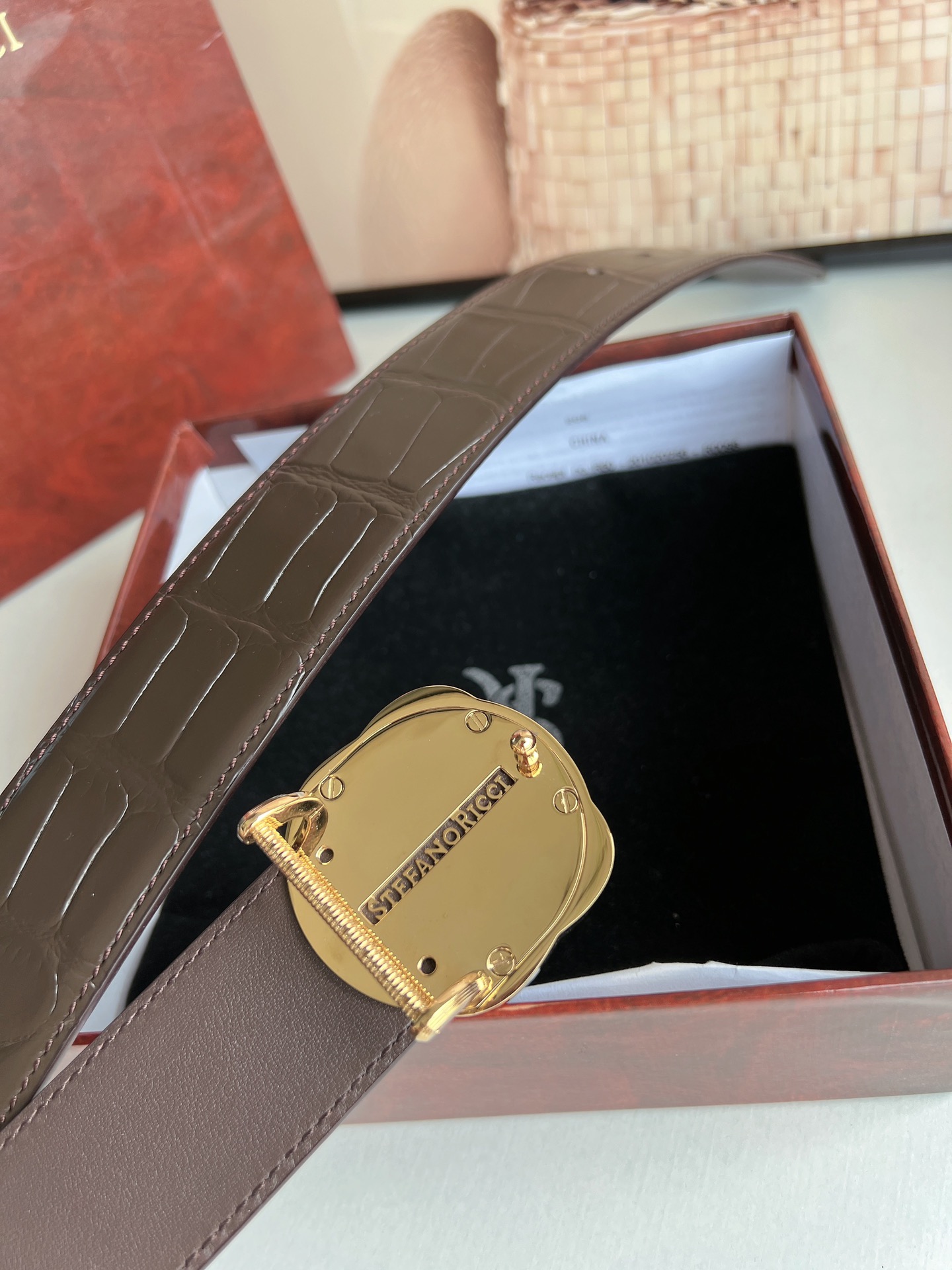 Stefano Ricci Male Belt: Classic Steel Eagles with Metal Buttons and Alligator Texture - 图片 6