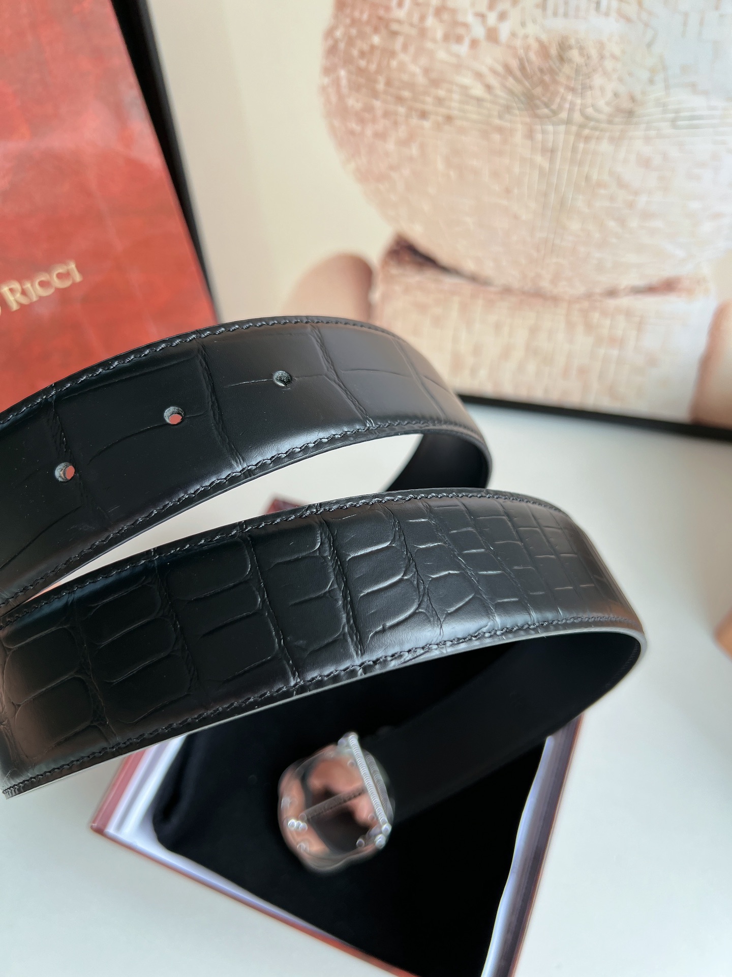 Stefano Ricci Men’s Belts: Classic Steel Eagles with Metal Buttons and Alligator Texture Combinations - 图片 7