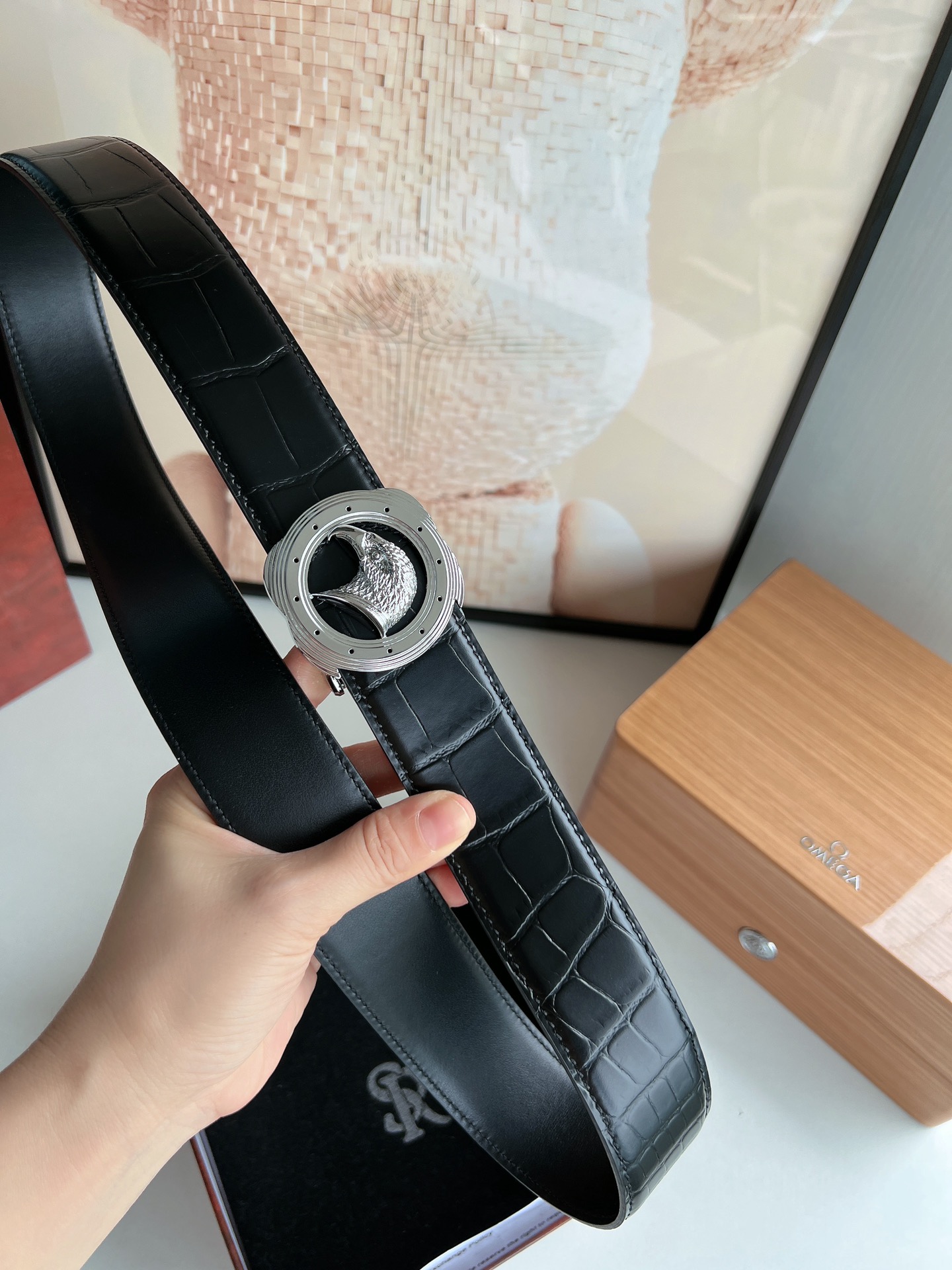 Stefano Ricci Men’s Belts: Classic Steel Eagles with Metal Buttons and Alligator Texture Combinations - 图片 2