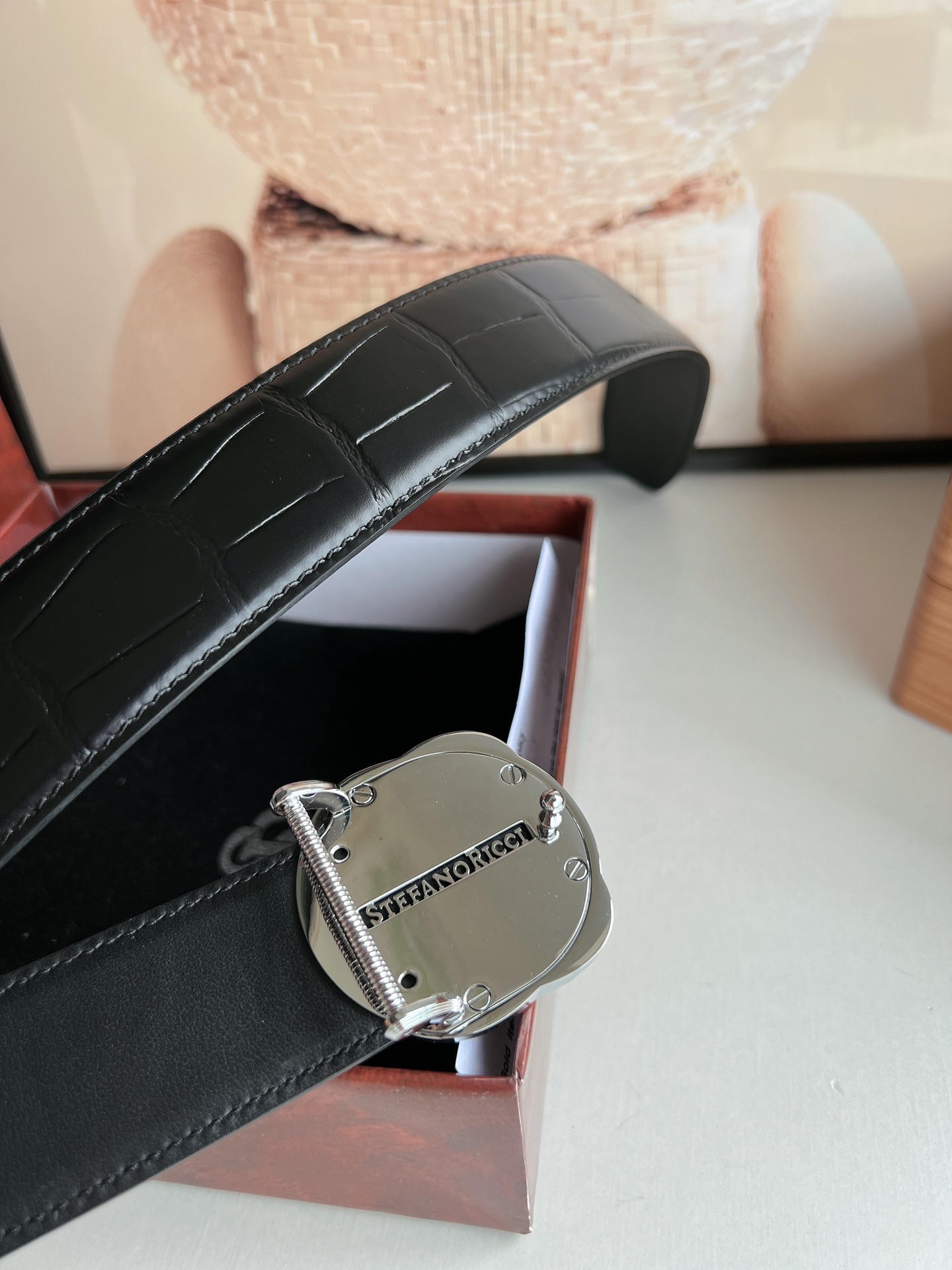 Stefano Ricci Men’s Belts: Classic Steel Eagles with Metal Buttons and Alligator Texture Combinations - 图片 6