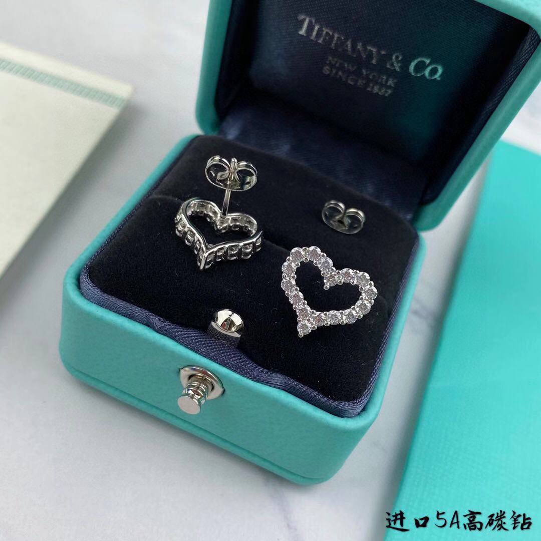 Tiffany & Co. Tiff蒂芙尼耳钉爱心耳钉 满钻桃心耳钉精切160道切割工艺