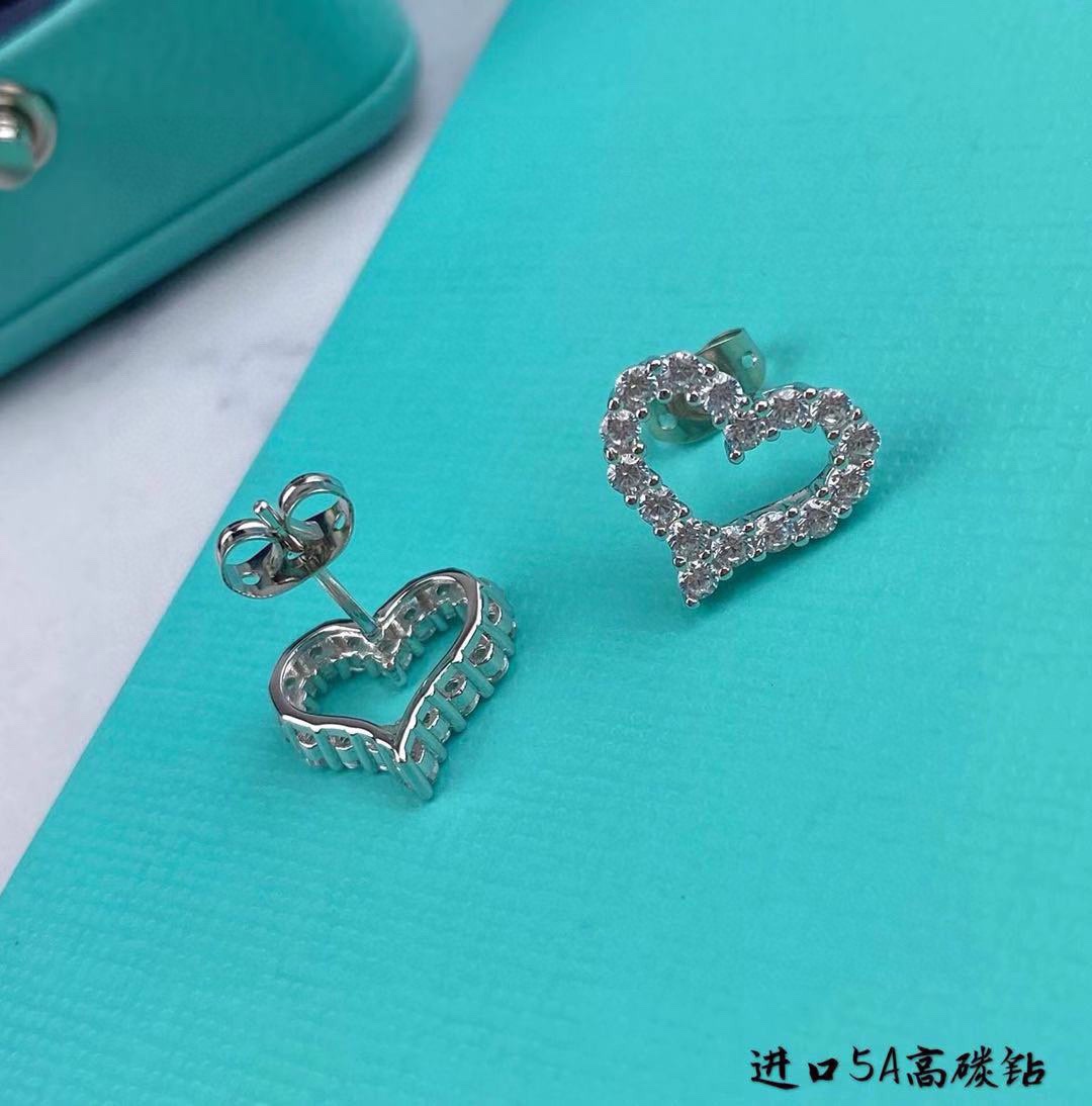 Tiffany & Co. Tiff蒂芙尼耳钉爱心耳钉 满钻桃心耳钉精切160道切割工艺