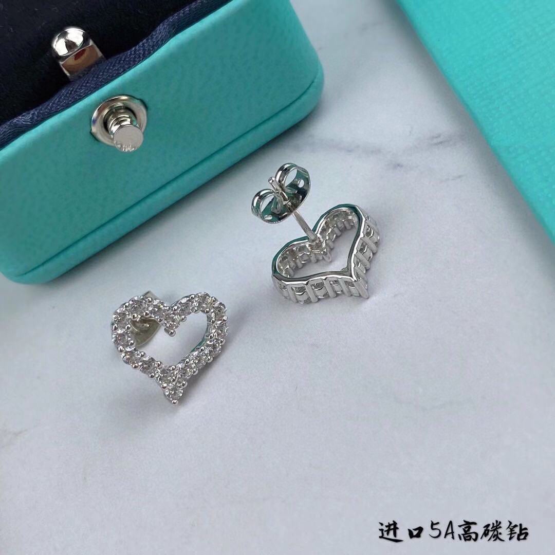 Tiffany & Co. Tiff蒂芙尼耳钉爱心耳钉 满钻桃心耳钉精切160道切割工艺