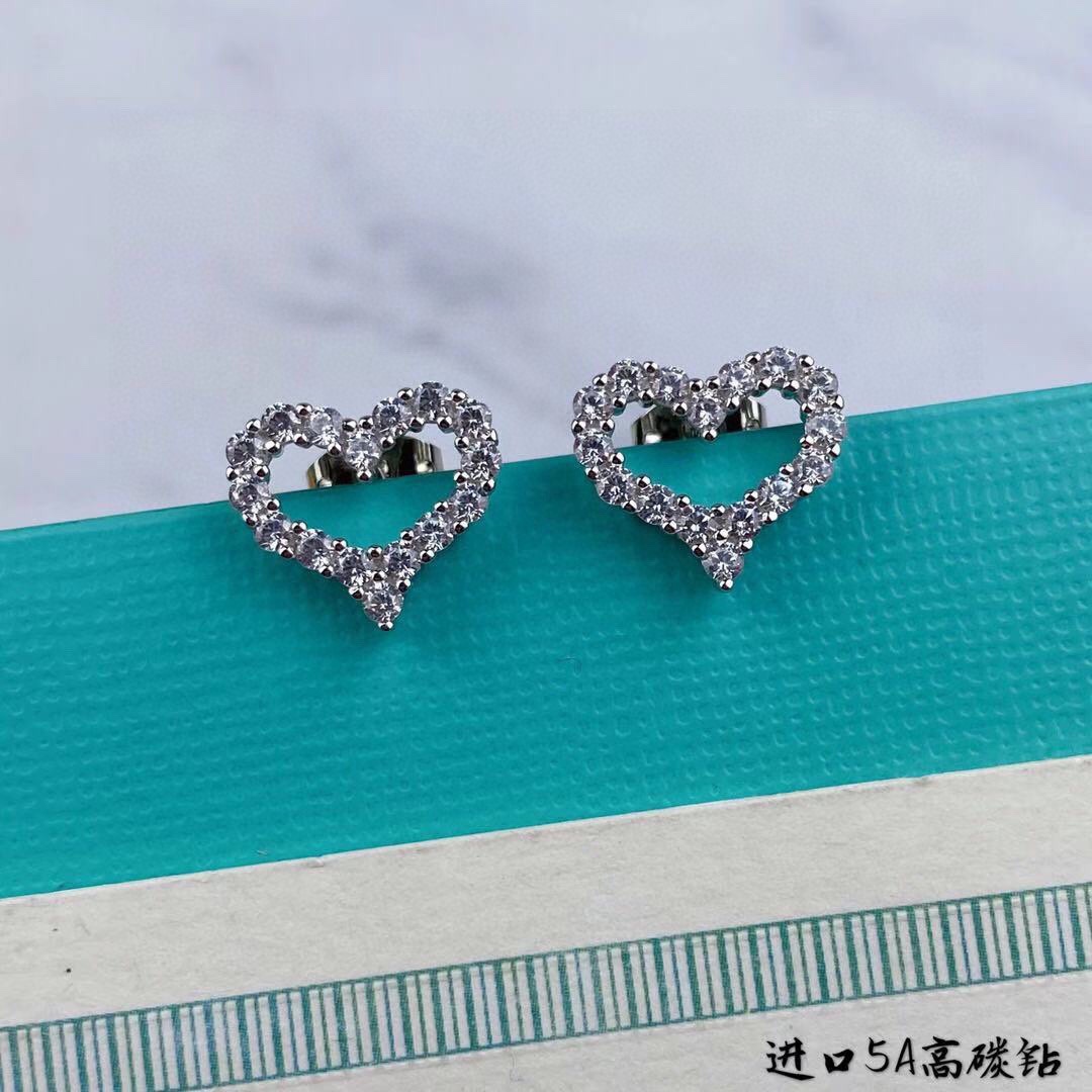 Tiffany & Co. Tiff蒂芙尼耳钉爱心耳钉 满钻桃心耳钉精切160道切割工艺