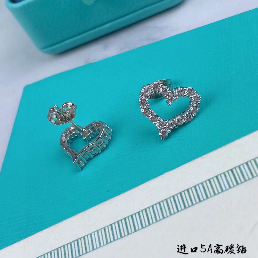 Tiffany & Co. Tiff蒂芙尼耳钉爱心耳钉 满钻桃心耳钉精切160道切割工艺