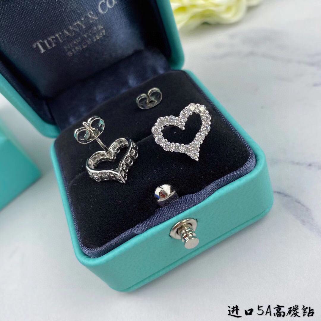 Tiffany & Co. Tiff蒂芙尼耳钉爱心耳钉 满钻桃心耳钉精切160道切割工艺