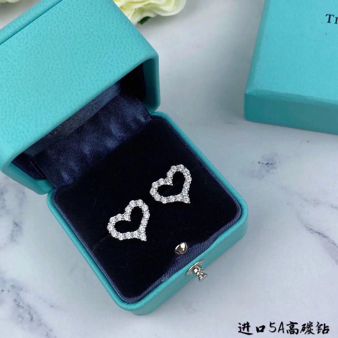 Tiffany & Co. Tiff蒂芙尼耳钉爱心耳钉 满钻桃心耳钉精切160道切割工艺