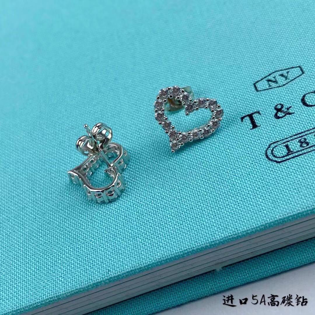 Tiffany & Co. Tiff蒂芙尼耳钉爱心耳钉 满钻桃心耳钉精切160道切割工艺