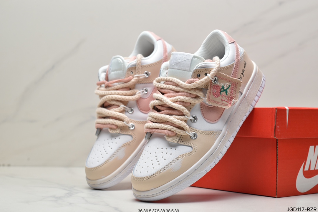180 耐克/Nike SB Dunk Low Creamy/Tweed”解构绑带低帮休闲运动滑板板鞋CW1503-112