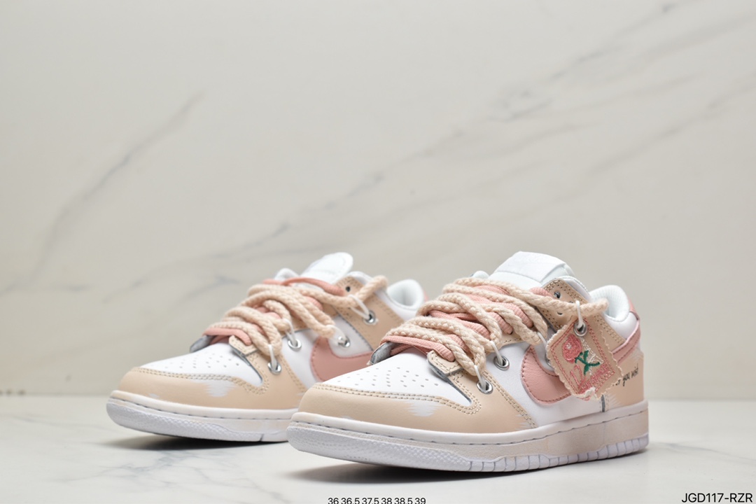 180 耐克/Nike SB Dunk Low Creamy/Tweed”解构绑带低帮休闲运动滑板板鞋CW1503-112