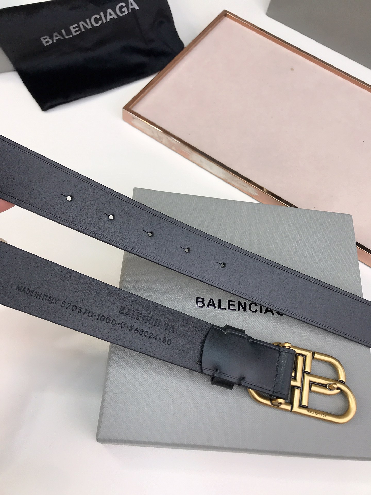 Parisian Retrologo Belt: High-End Italian Cowhide with Pint Details, 3.0cm Width - 图片 4