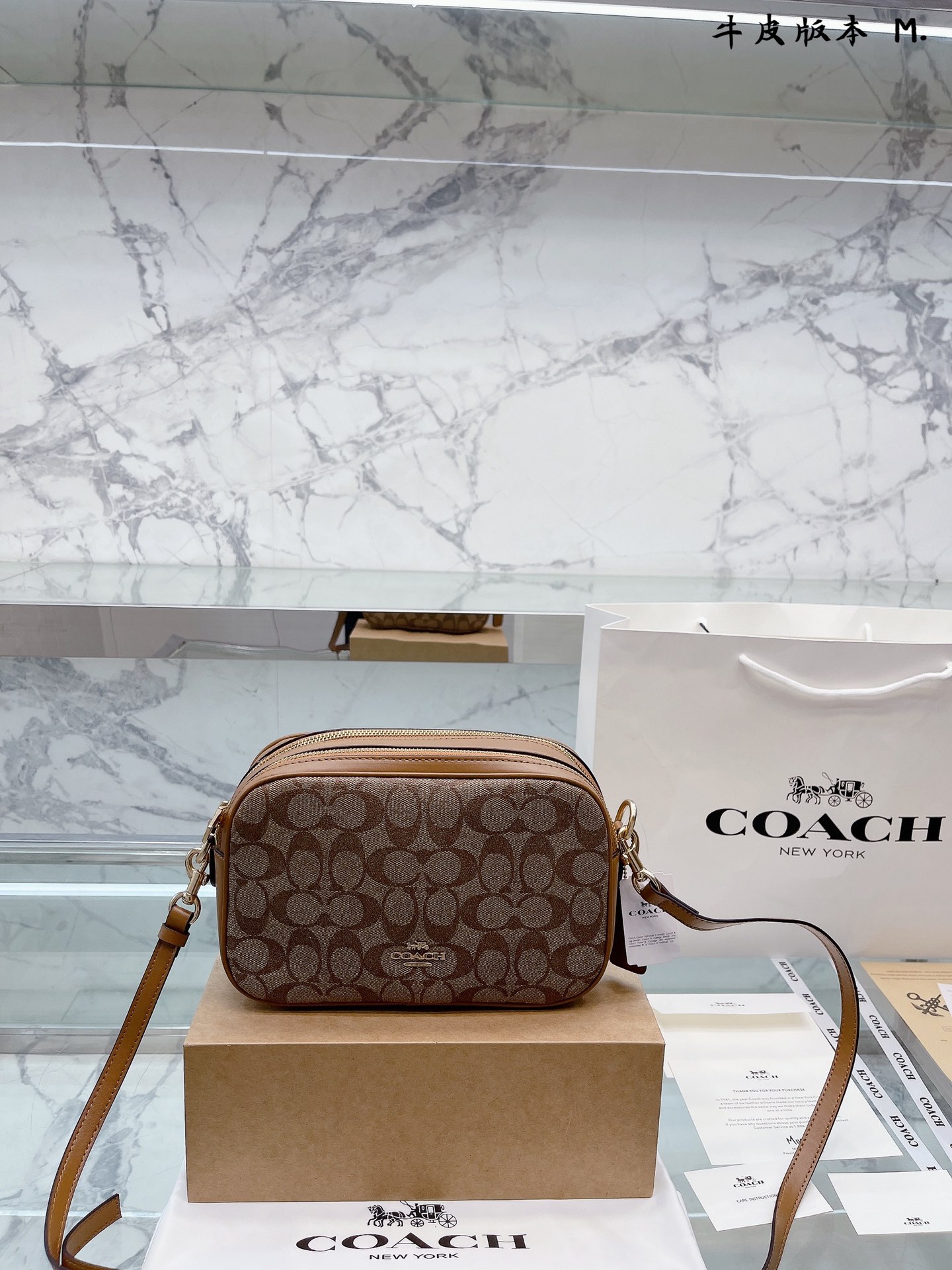 J5 牛皮版本 COACH/ Coach 蔻驰  Camera Bag 2022相机包Horse And Carriage 相机包 出货 原厂定制链条 对版 专柜最新单肩斜挎包 闭合方式超好看 专柜同步 最 超级实用的款式 多用款超级大牌 内衬logo时尚百搭款式 不挑年龄段 喜欢的抓紧自留啦专柜 尺寸：25 16cm