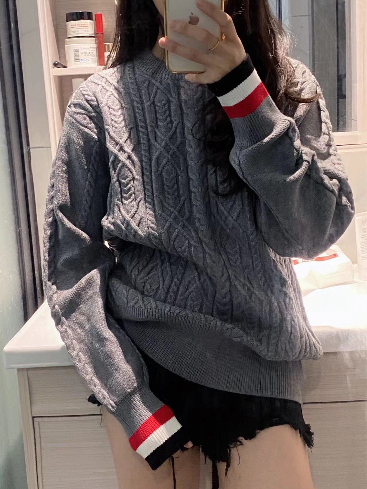 ThomBrownTom Brown 22Fw thick needle kink stripe knitted sweater upper body ef