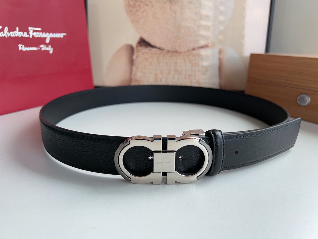 Ferragamo菲拉格慕   Gancini扣男士3.5cm时髦的双面腰带