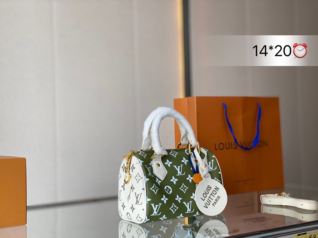 J5 枕头包 是 Louis Vuitton 路易威登 LV 家四大金刚之一，原型来自于1934年由加斯顿威登先生创作的Squire Bag旅行袋，最初是为当时的上流人士出行而设计的，所以它不仅品质优秀，还特别实用。历经80多年的演变，这款百搭的经典手袋依然很受现代摩登女郎的青睐。14*20cm