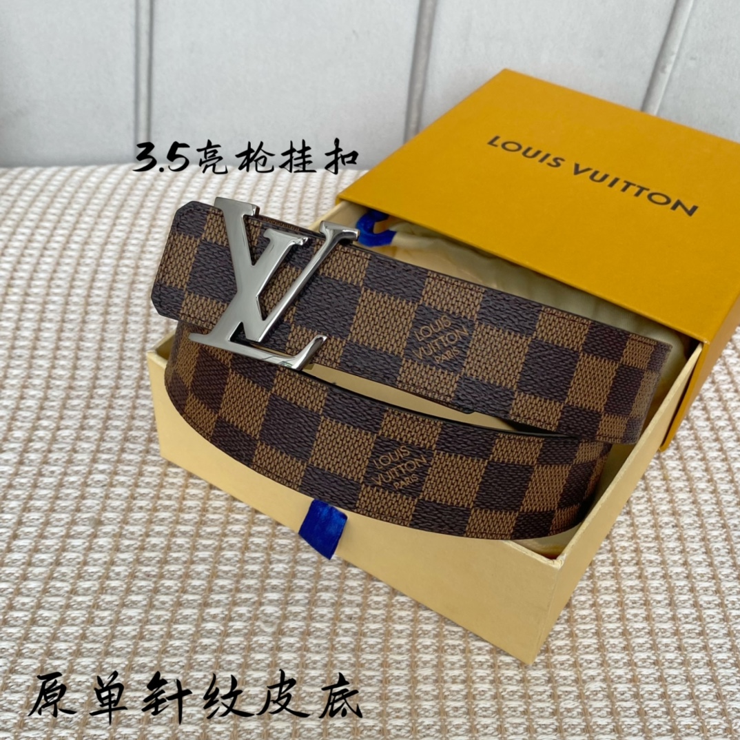 Louis Vuitton Belts Black Women Calfskin Canvas Cowhide